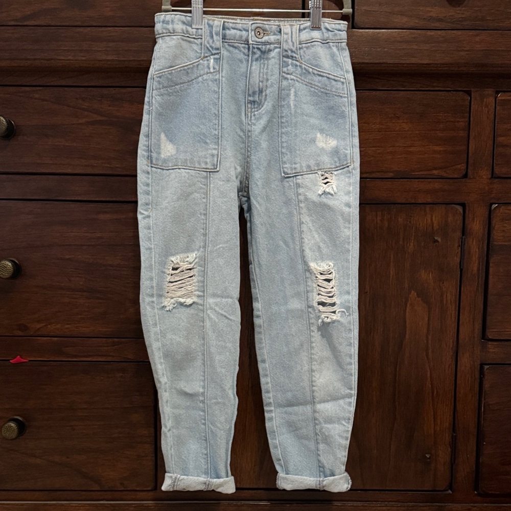 Mayoral Light Blue Ripped Boyfriend Jeans